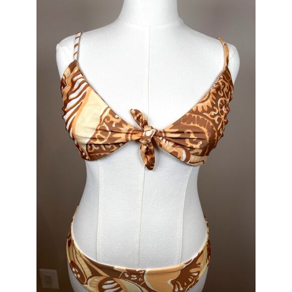 Mara Hoffman Clara Knot Bikini Top & Zoa Swim Bottom In Acadia Floral Set Sz XL - Picture 5 of 9